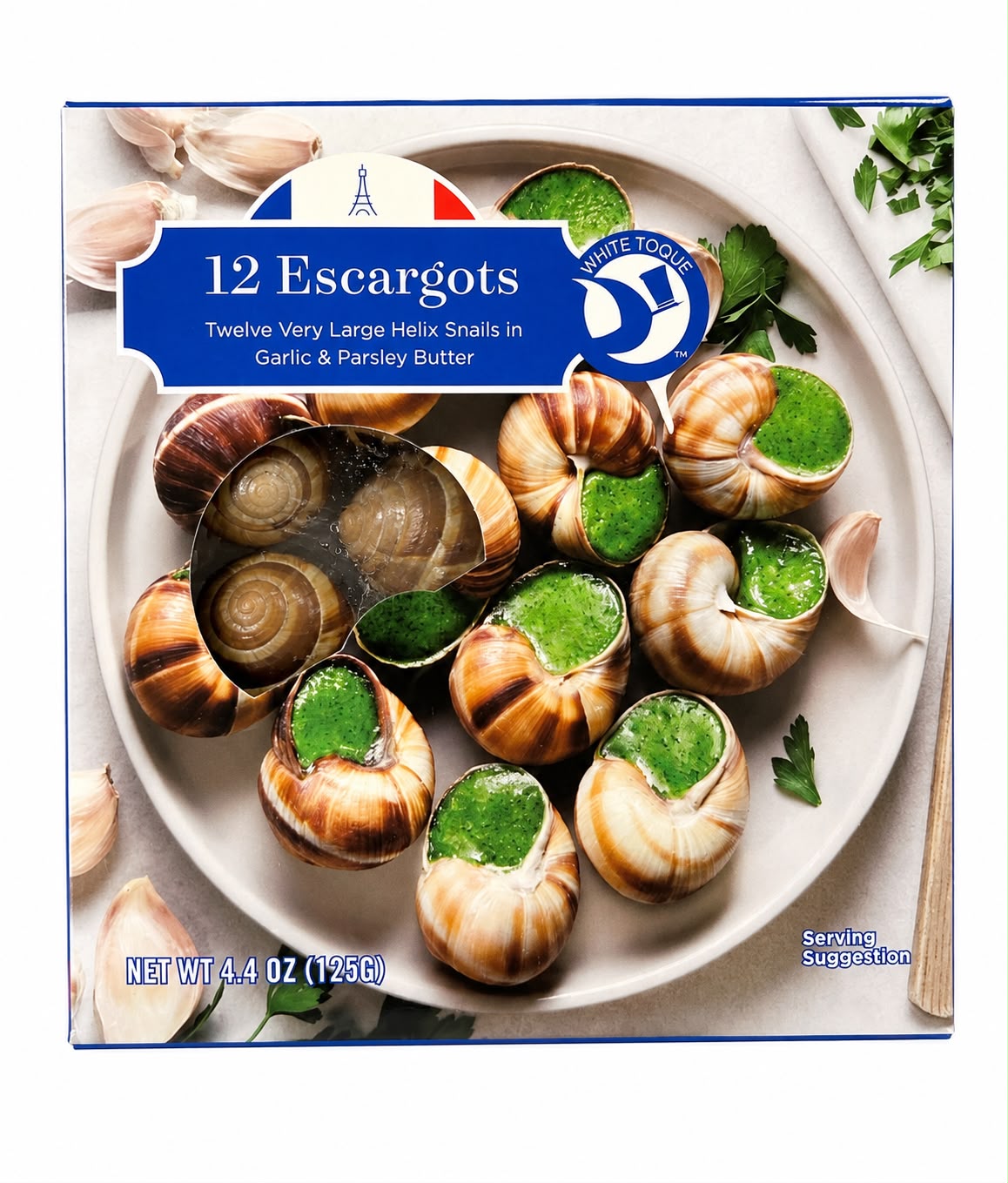 White Toque 12 Escargots in Garlic & Parsley Butter, 125G / 4.4 OZ