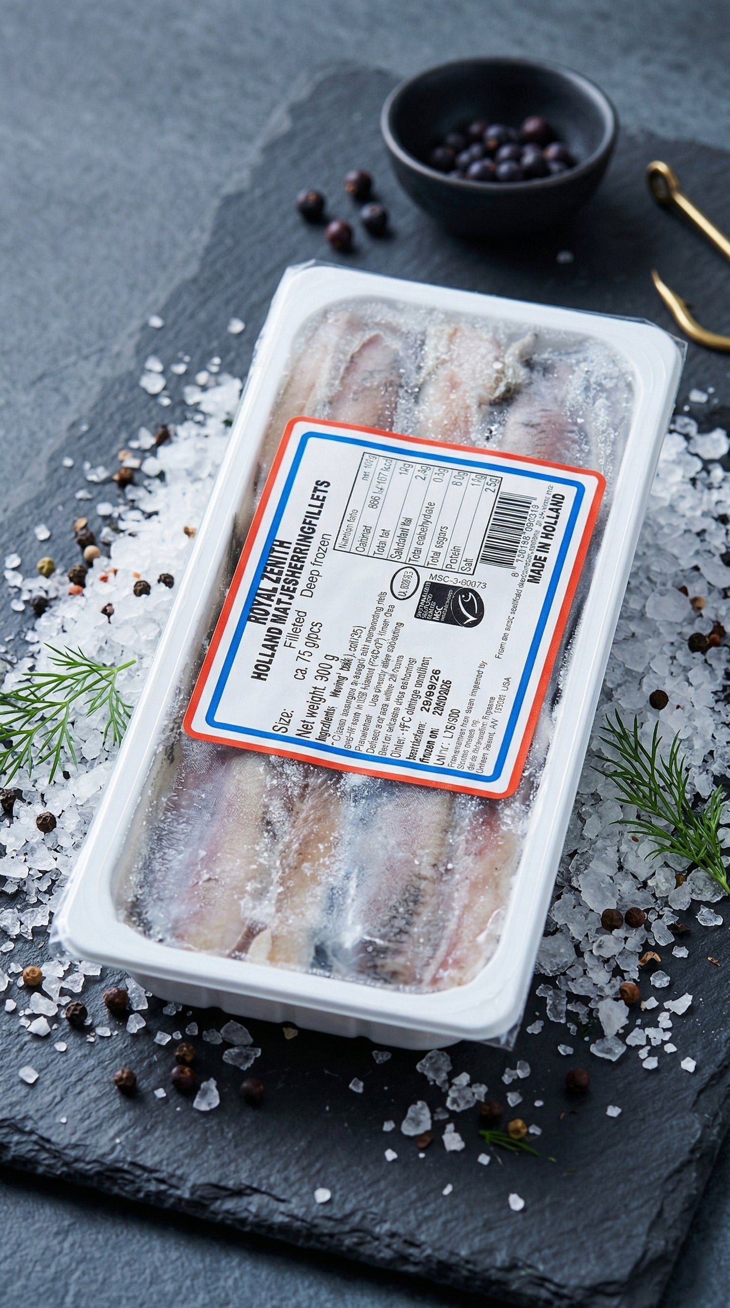 Royal Dutch Holland Matjes Herring Fillets – Premium Mild Cured Herring (Deep Frozen).