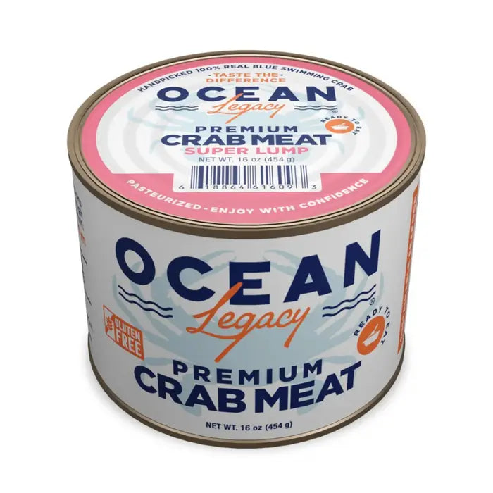 Ocean Legacy Premium Lump Crab Meat – Super Lump Blue Crab (16 oz / 454g).