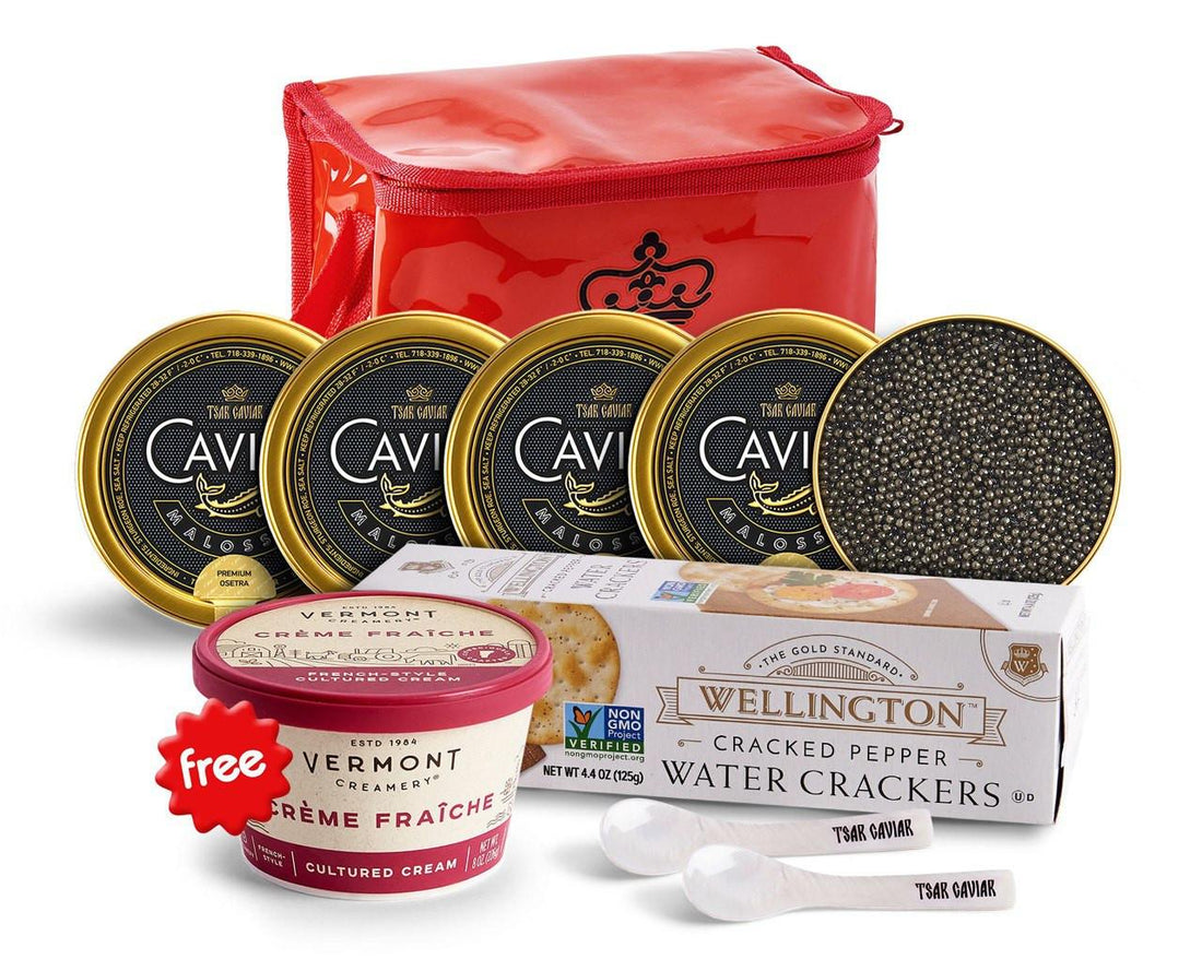 Дегустационный сет Caspian Sea 50g x 4 — размеры банок Tsar Caviar
