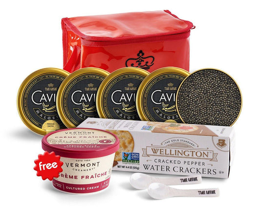 Дегустационный сет Caspian Sea 50g x 4 — размеры банок Tsar Caviar