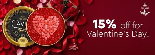 Luxury caviar presentation for a romantic Valentine’s Day celebration