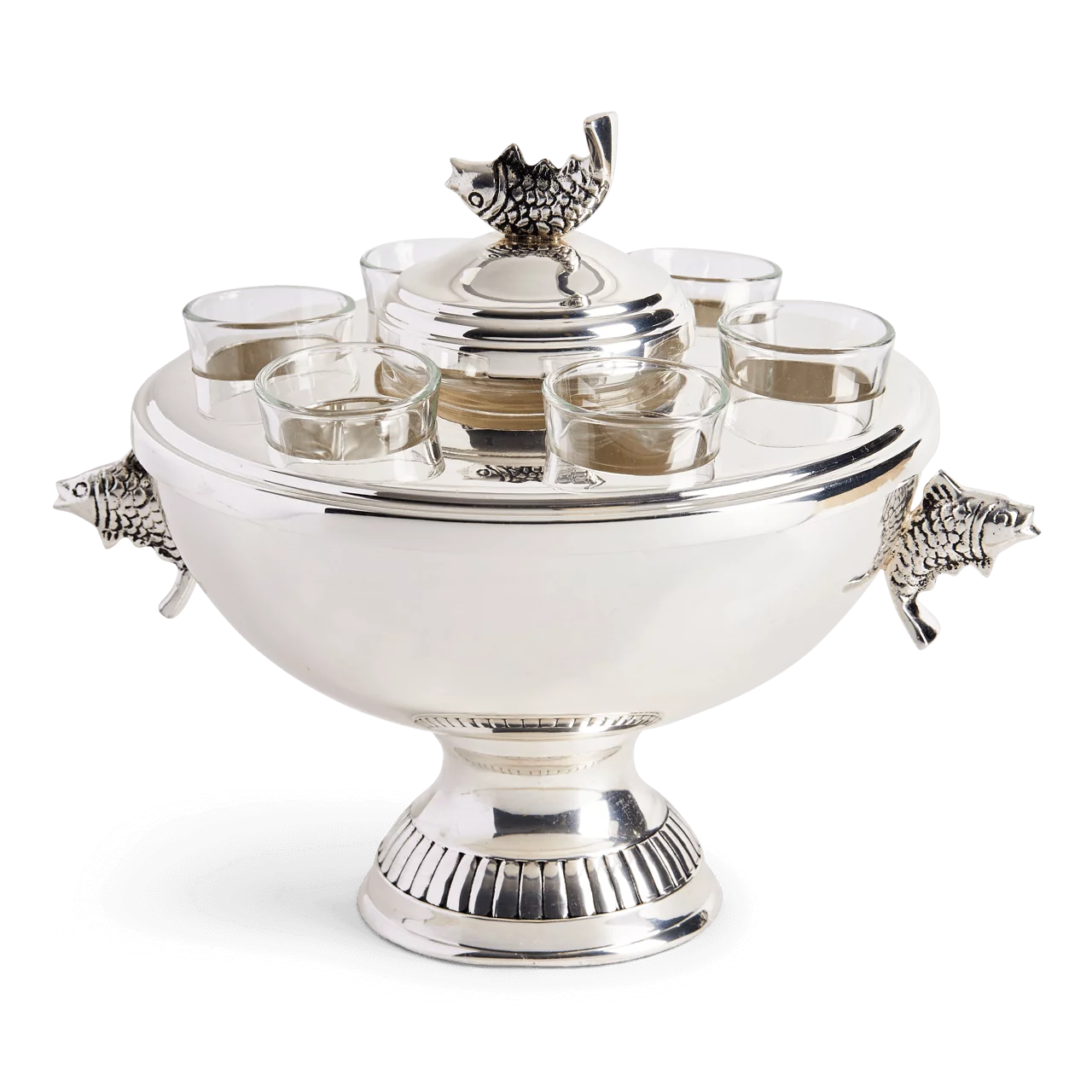 silver surface, silver plated vodka, silver plated caviar