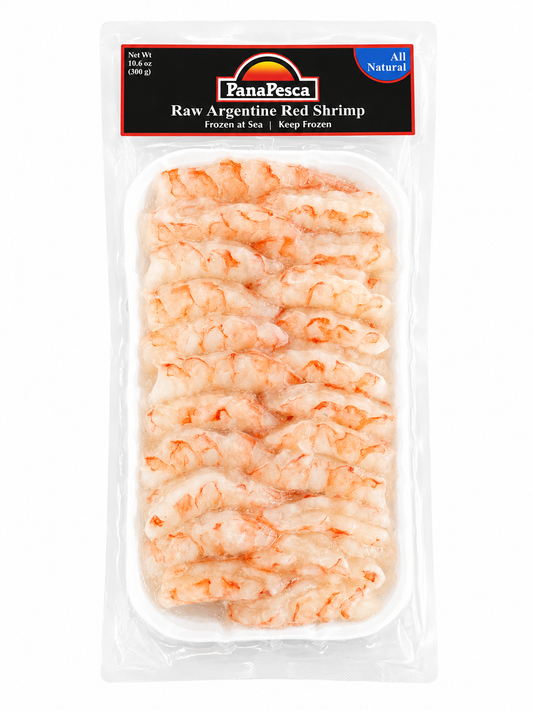 PanaPesca raw Argentine red shrimp in retail packaging, 300g