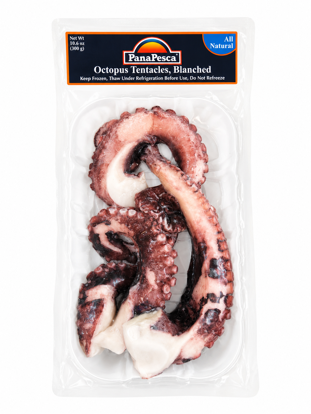 PanaPesca blanched octopus tentacles in retail packaging, 300g