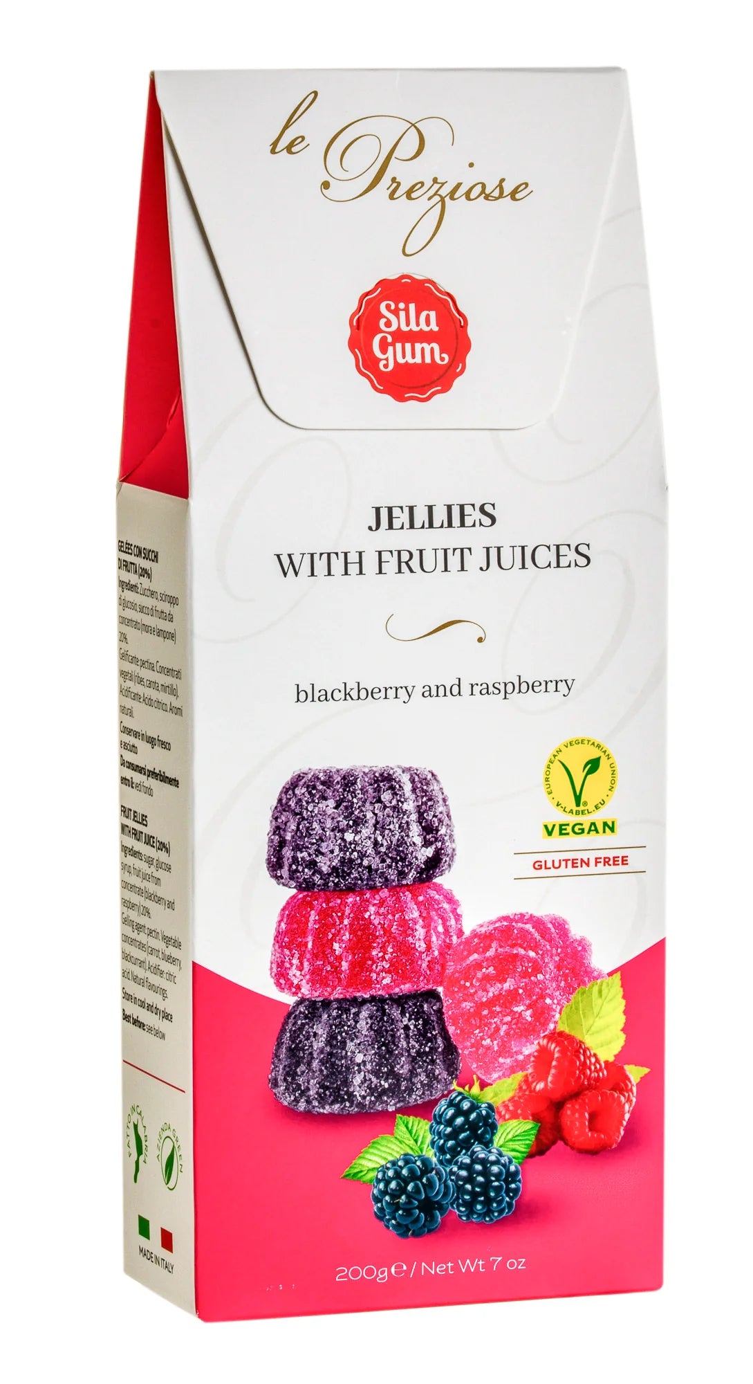 Le Preziose Berry Fruit Jellies – Blackberry & Raspberry (Vegan & Gluten-Free, 200g).