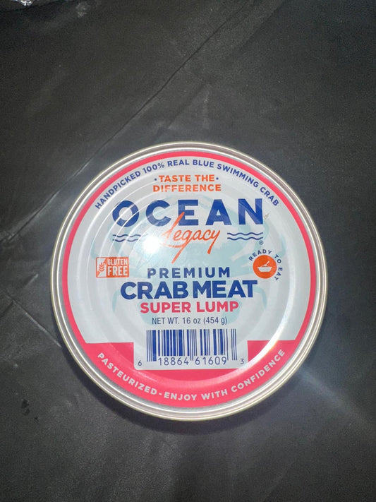 Ocean Legacy Premium Lump Crab Meat – Super Lump Blue Crab (16 oz / 454g).